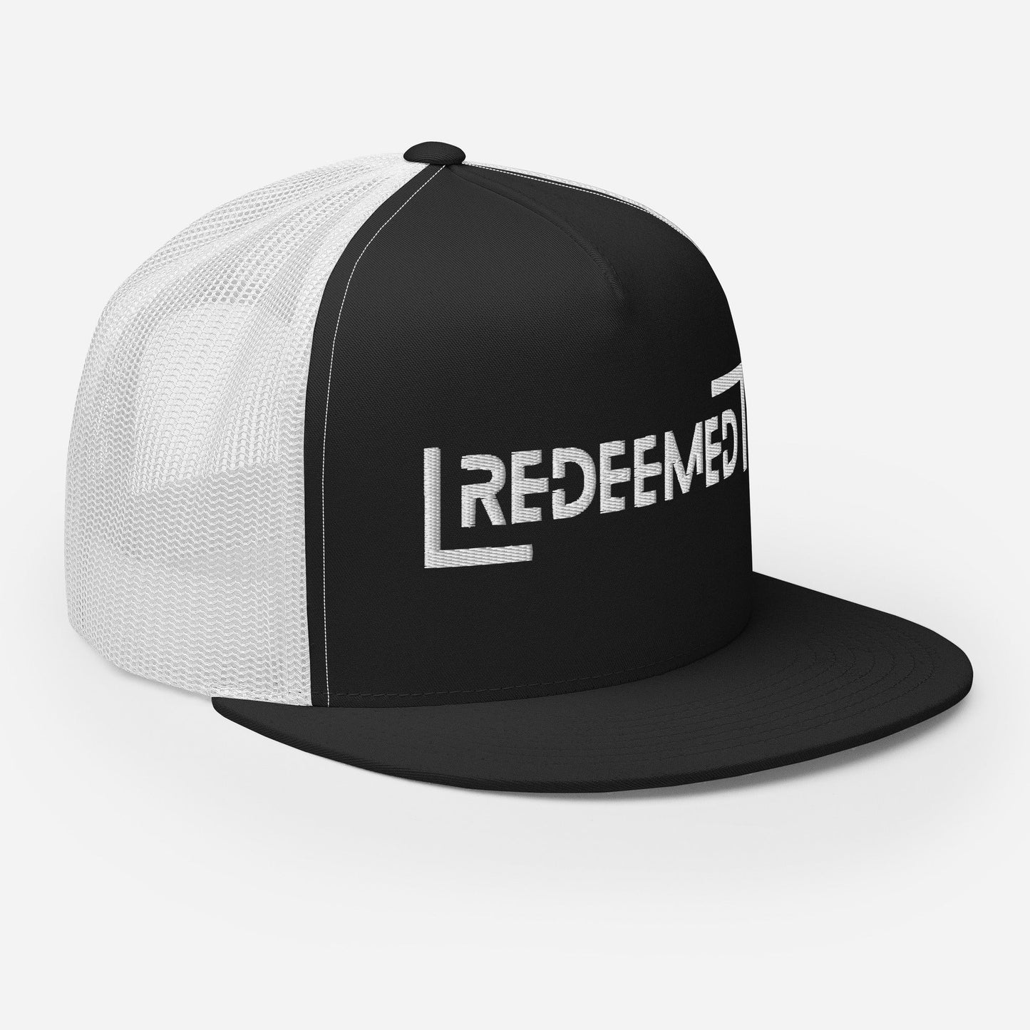 "Redeemed" Christian Hat, Bible Verse Hat, Yupoong 6006 Trucker Cap - Wellness Shine
