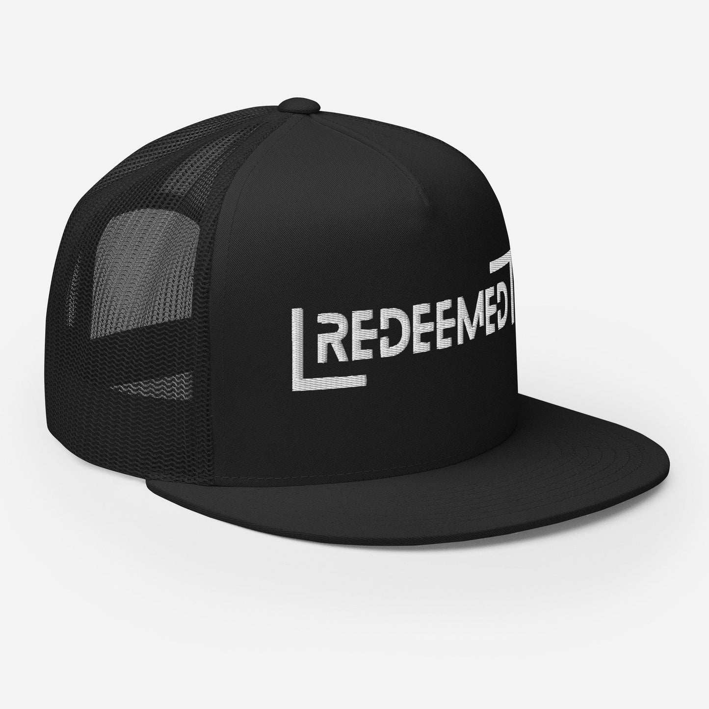 "Redeemed" Christian Hat, Bible Verse Hat, Yupoong 6006 Trucker Cap - Wellness Shine