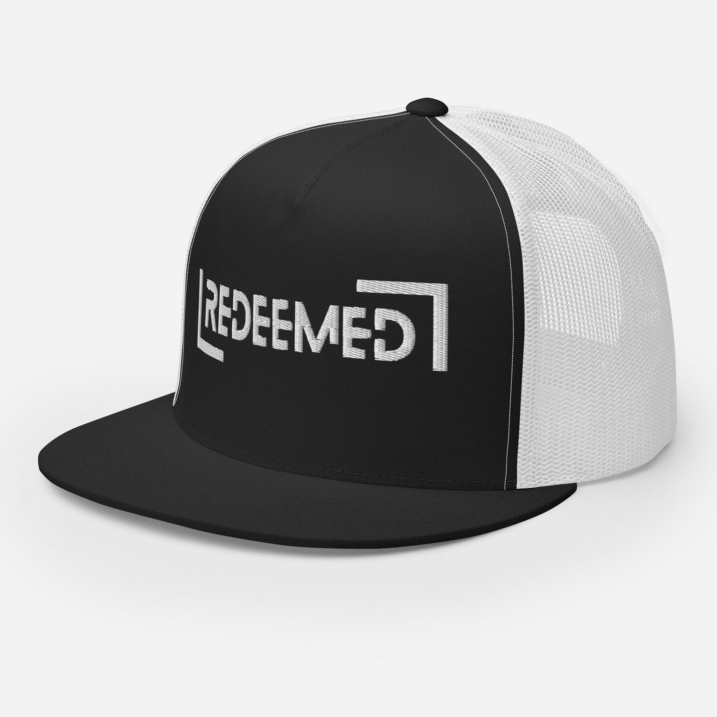 "Redeemed" Christian Hat, Bible Verse Hat, Yupoong 6006 Trucker Cap - Wellness Shine