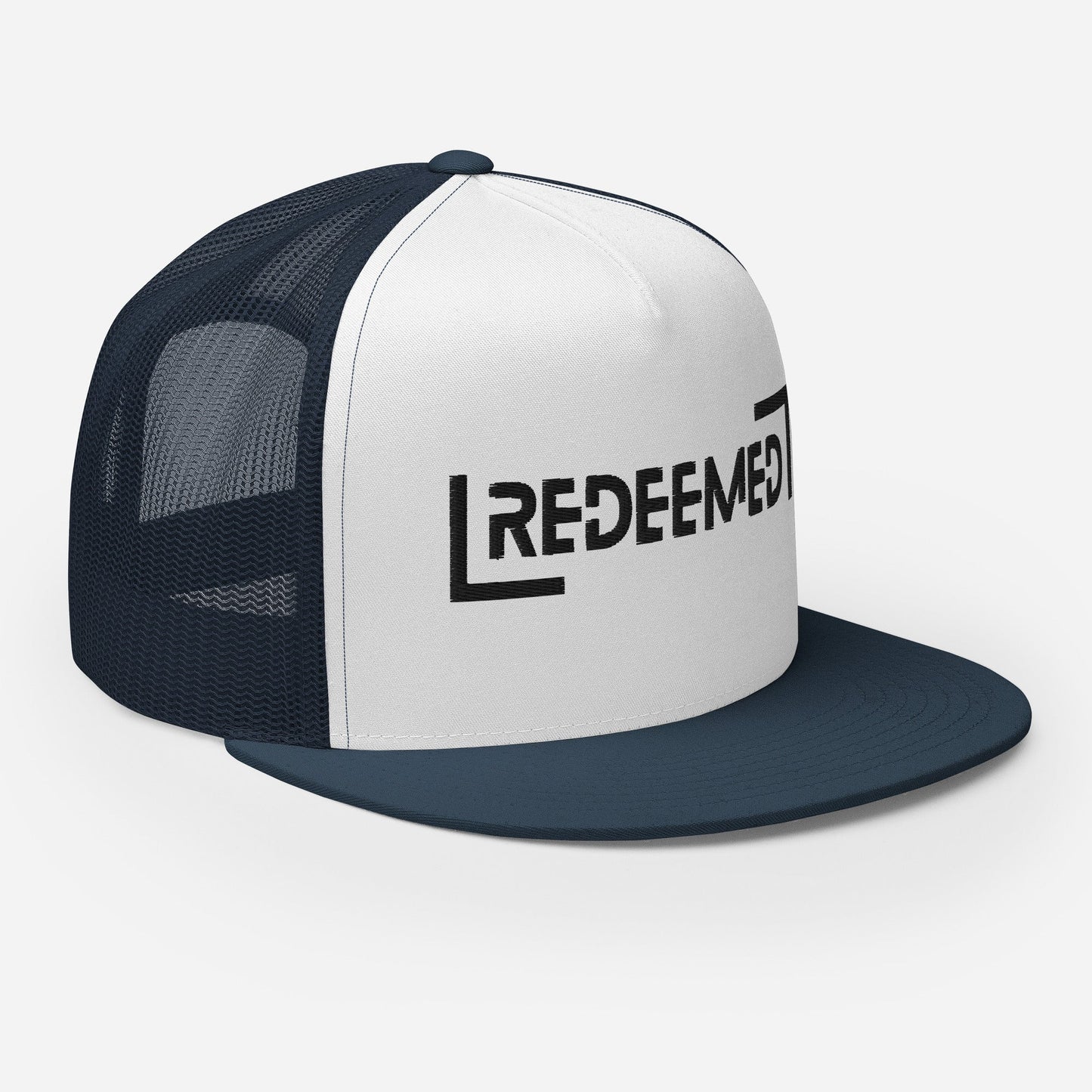 "Redeemed" Christian Hat, Bible Verse Hat, Yupoong 6006 Trucker Cap - Wellness Shine