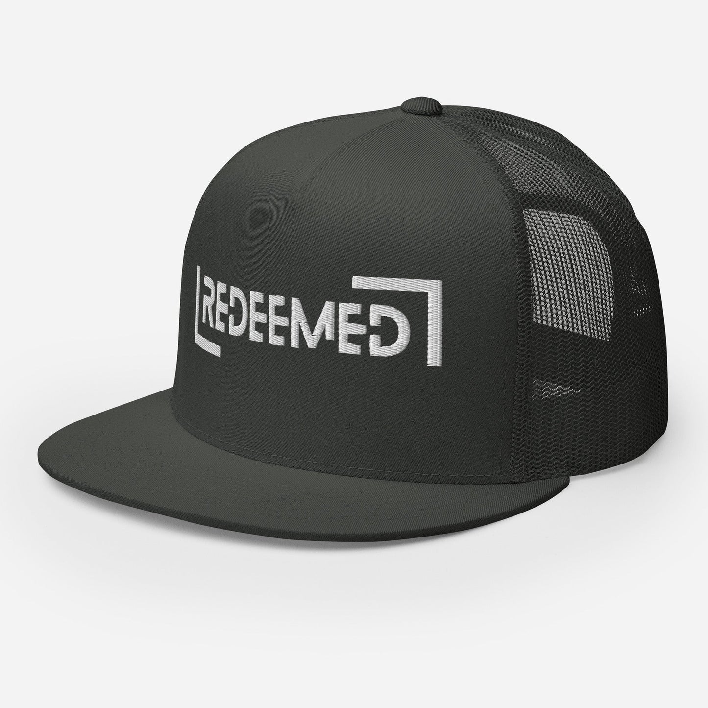 "Redeemed" Christian Hat, Bible Verse Hat, Yupoong 6006 Trucker Cap - Wellness Shine