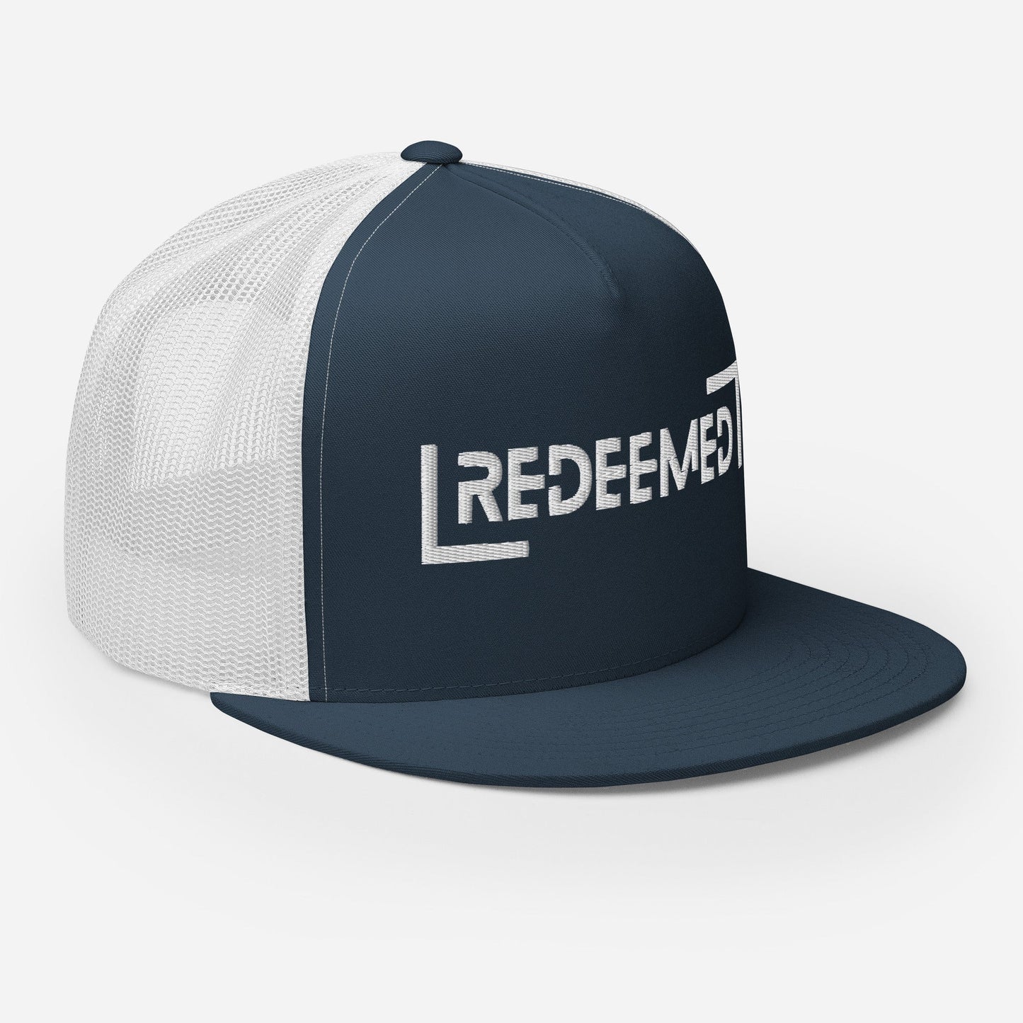 "Redeemed" Christian Hat, Bible Verse Hat, Yupoong 6006 Trucker Cap - Wellness Shine