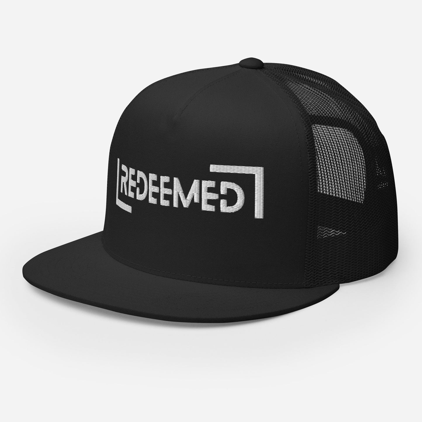 "Redeemed" Christian Hat, Bible Verse Hat, Yupoong 6006 Trucker Cap - Wellness Shine