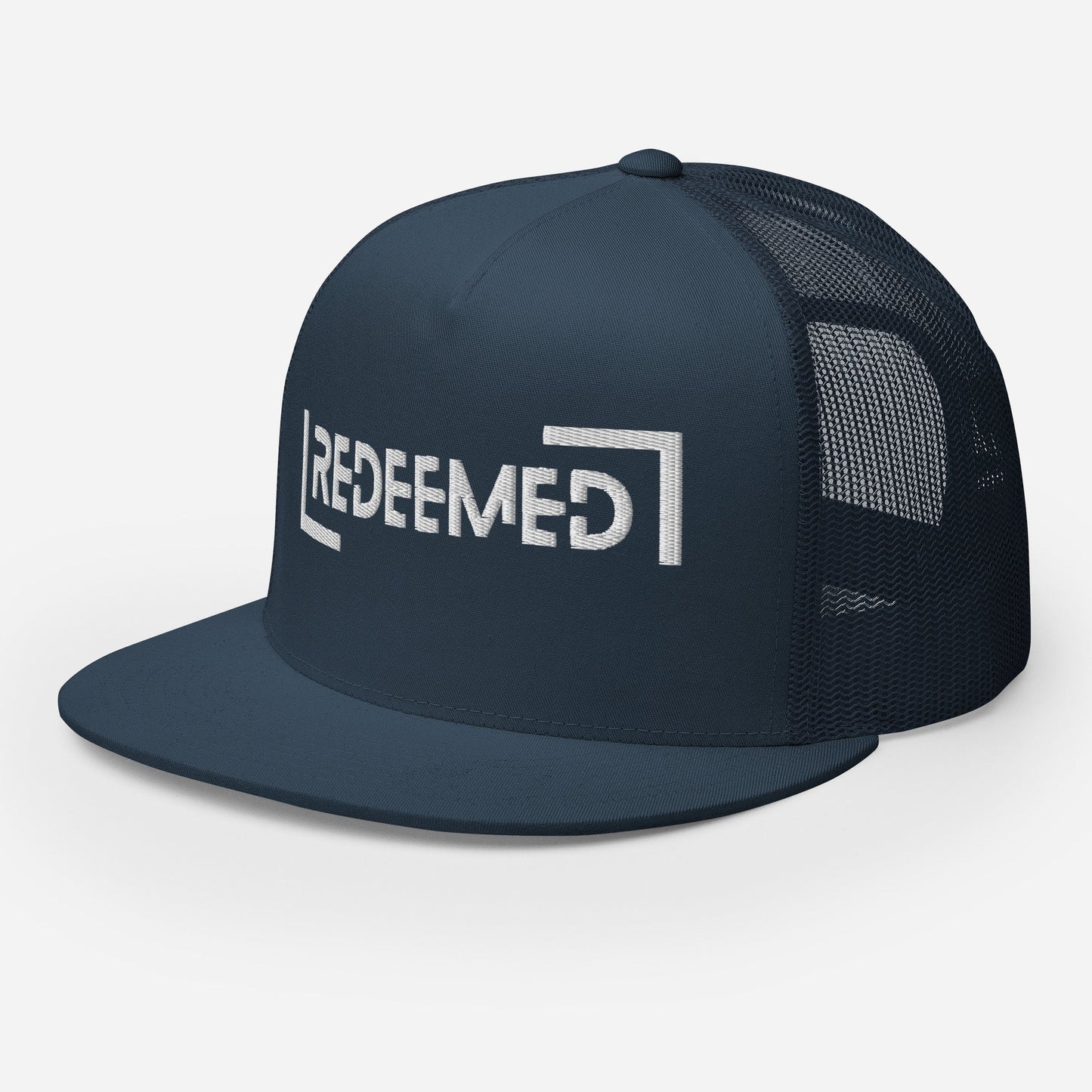 "Redeemed" Christian Hat, Bible Verse Hat, Yupoong 6006 Trucker Cap - Wellness Shine
