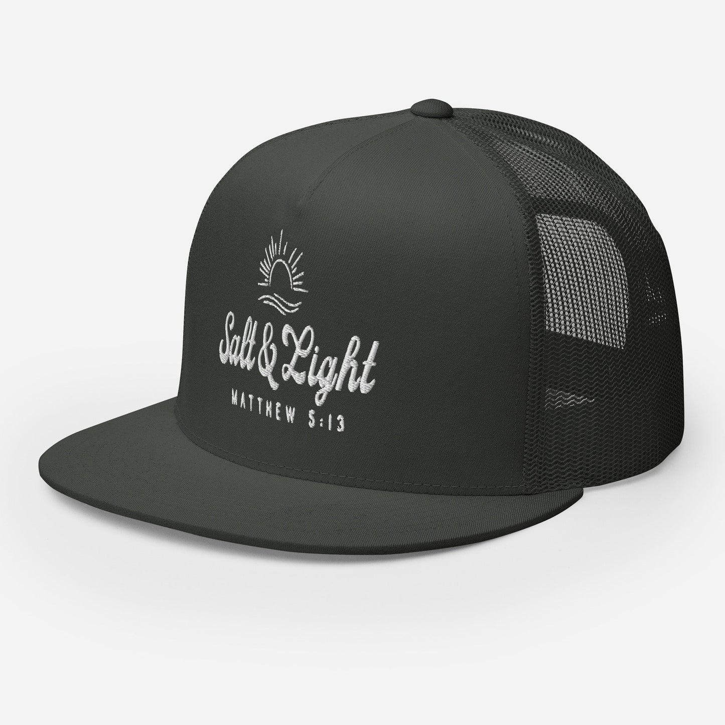 "Salt & Light" Christian Hat, Bible Verse Hat, Yupoong 6006 Trucker Cap - Wellness Shine