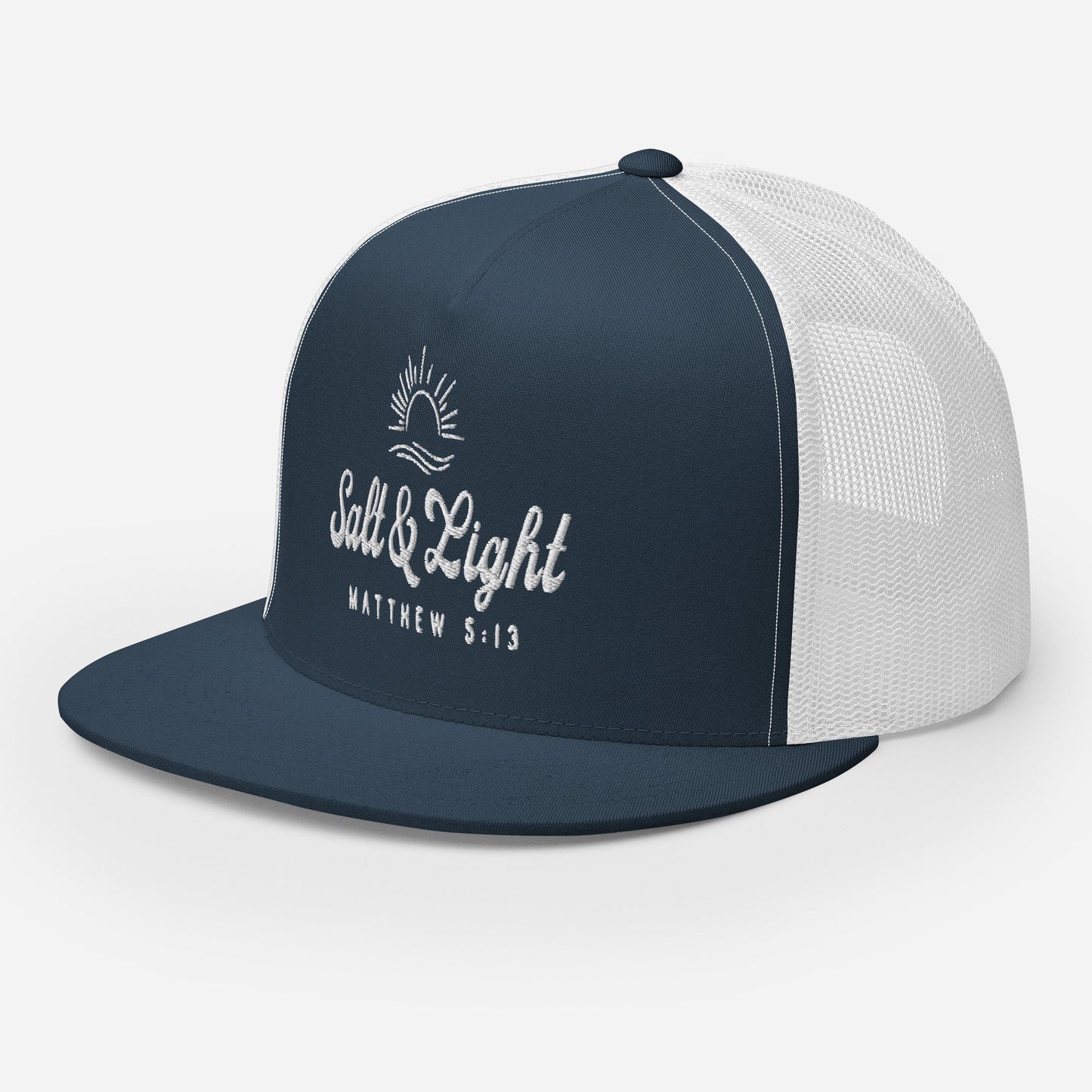 "Salt & Light" Christian Hat, Bible Verse Hat, Yupoong 6006 Trucker Cap - Wellness Shine