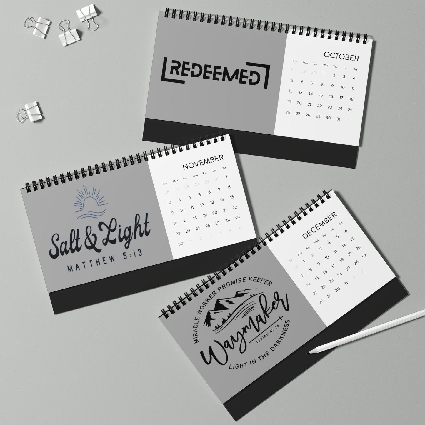 The Lord Is My Shepherd Desktop Calendar (2025 Grid) - Wellness Shine