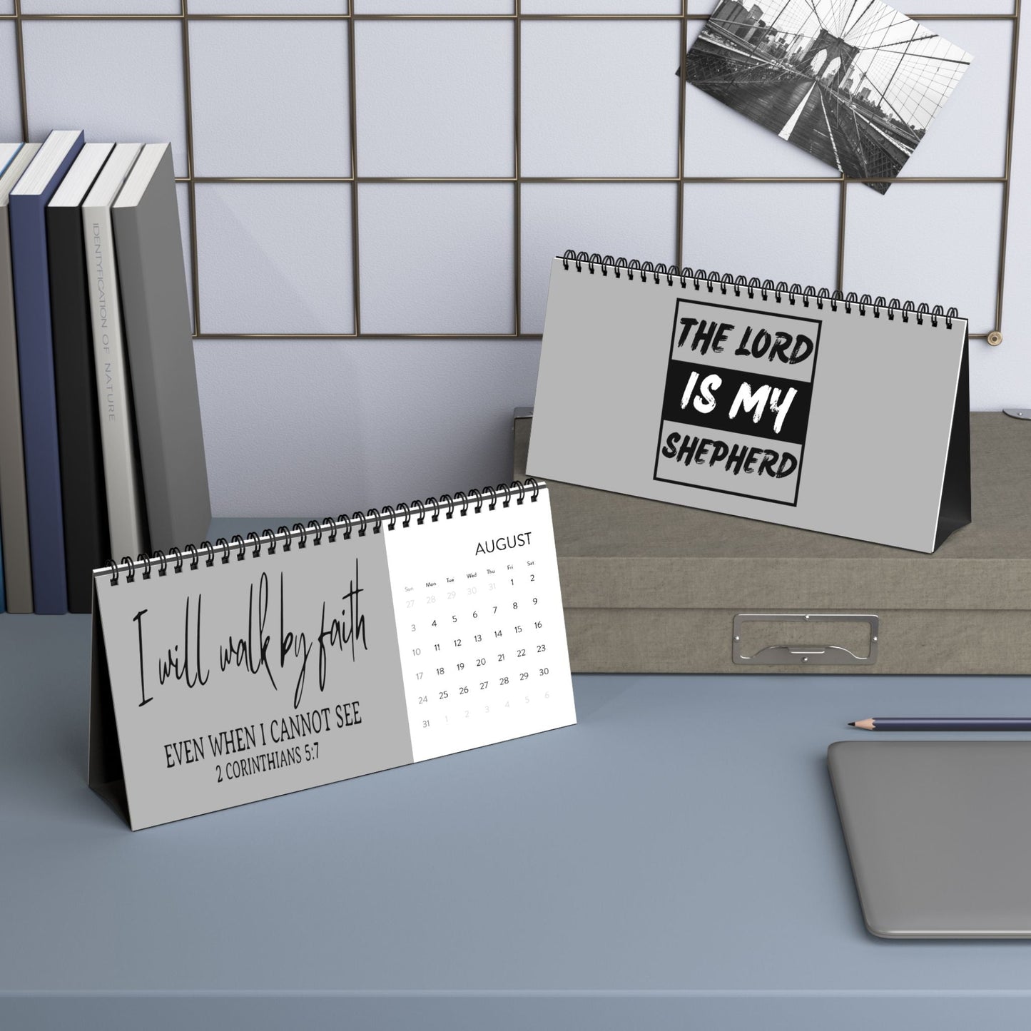 The Lord Is My Shepherd Desktop Calendar (2025 Grid) - Wellness Shine