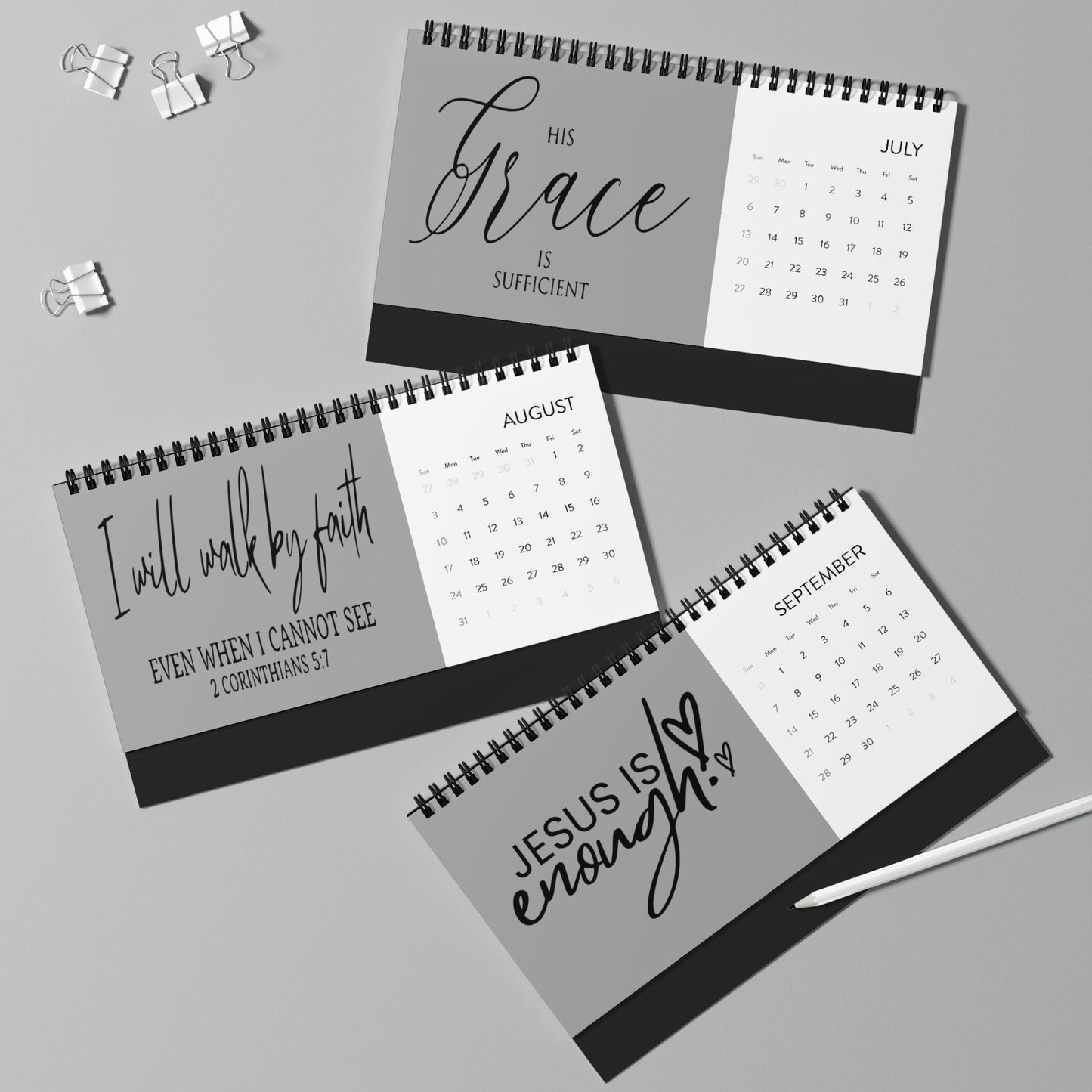 The Lord Is My Shepherd Desktop Calendar (2025 Grid) - Wellness Shine