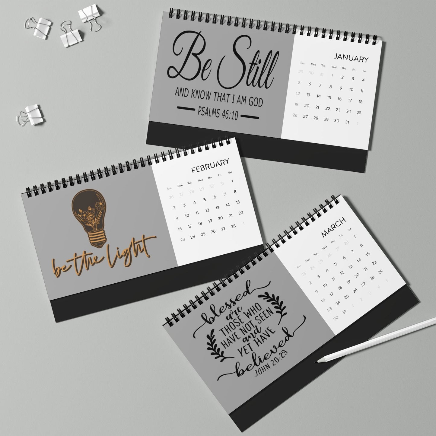 The Lord Is My Shepherd Desktop Calendar (2025 Grid) - Wellness Shine