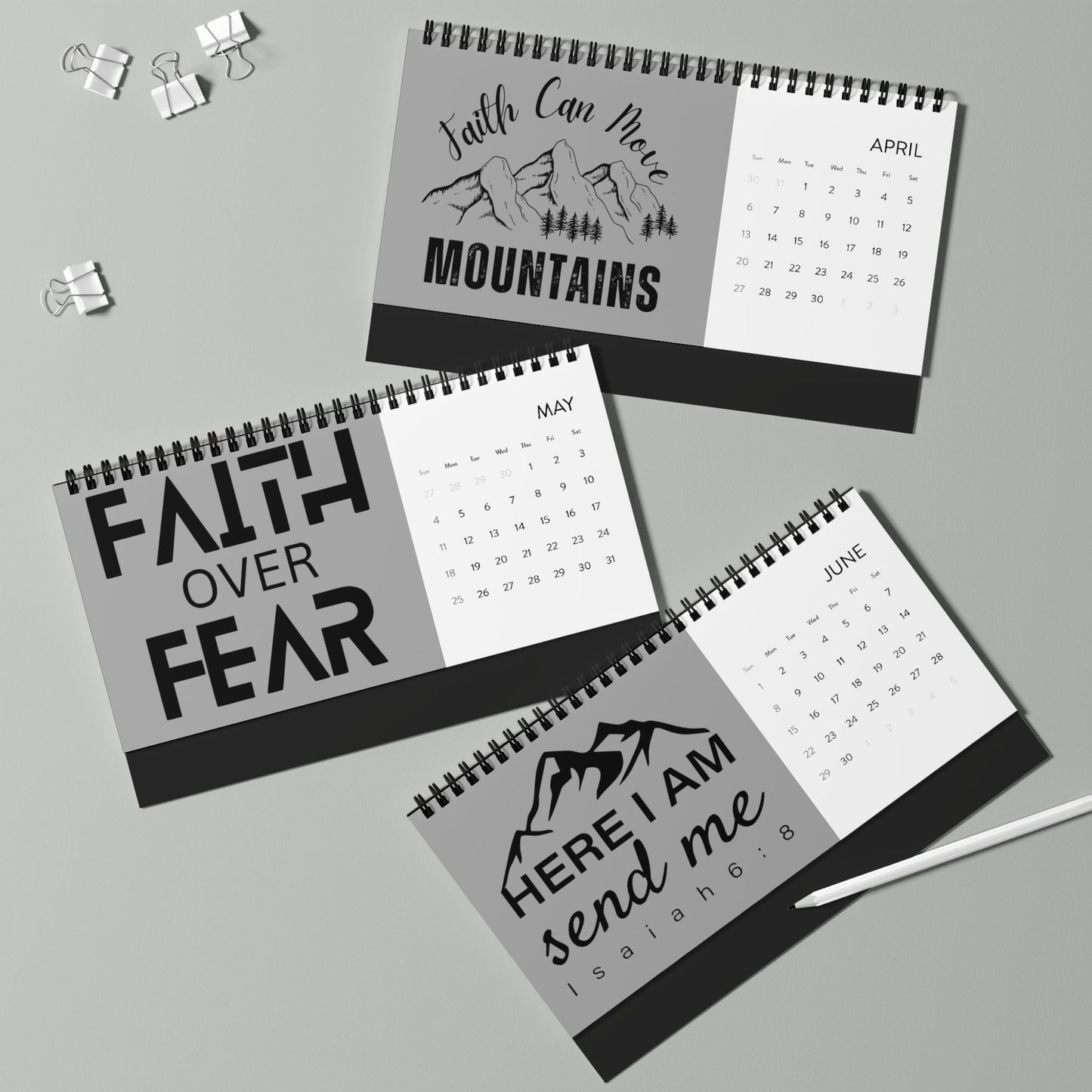 The Lord Is My Shepherd Desktop Calendar (2025 Grid) - Wellness Shine