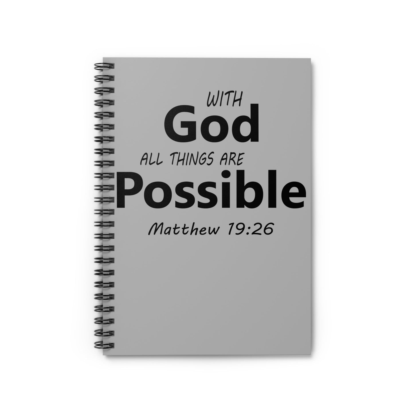 With God All Things Are Possible Spiral Notebook Ruled Line - Wellness Shine