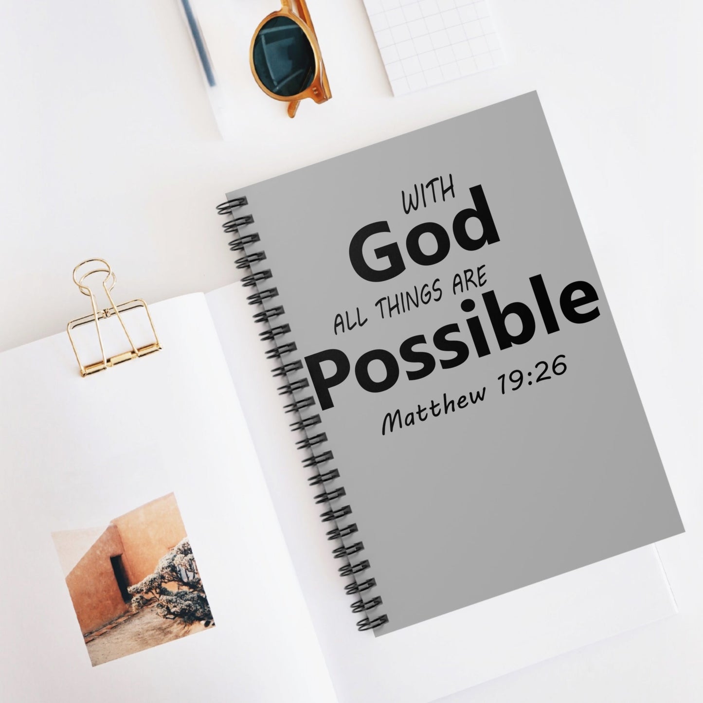 With God All Things Are Possible Spiral Notebook Ruled Line - Wellness Shine