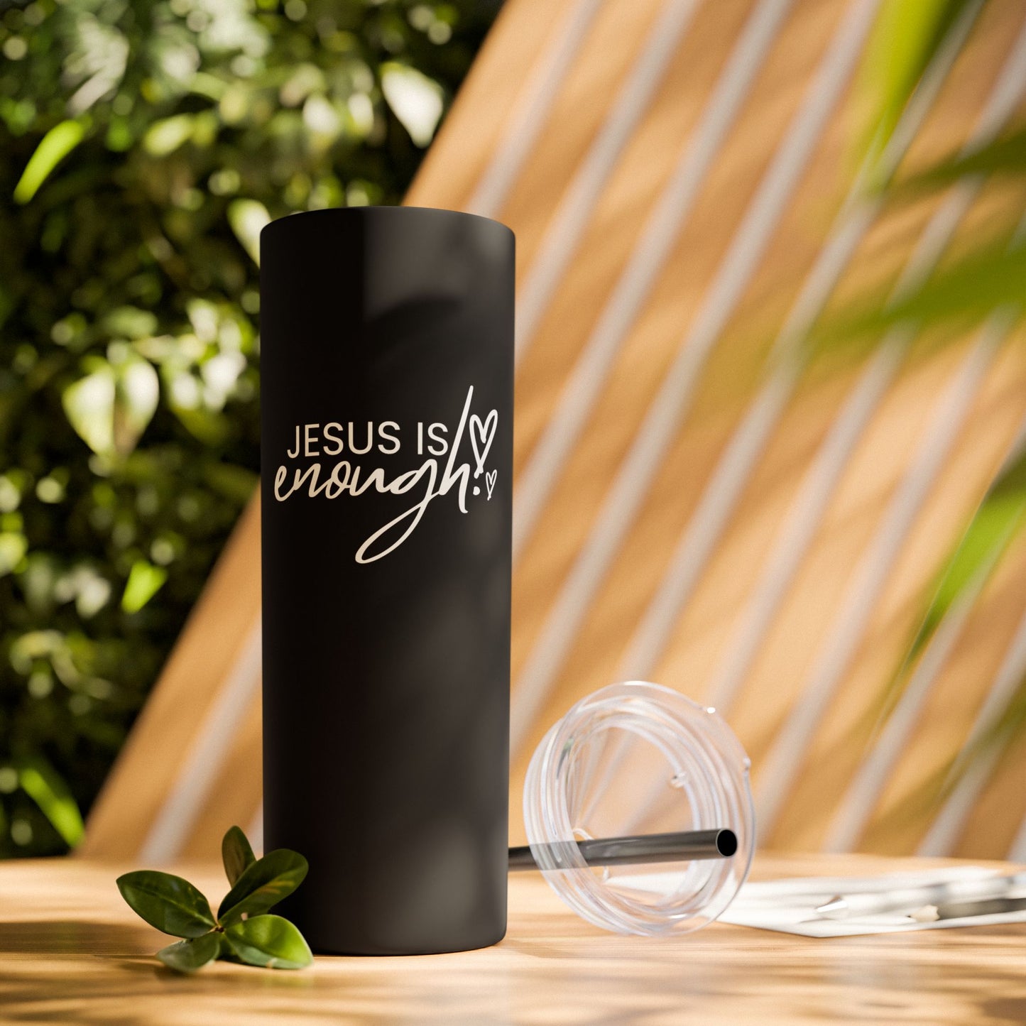 Jesus Is Enough Skinny Tumbler with Straw, 20oz