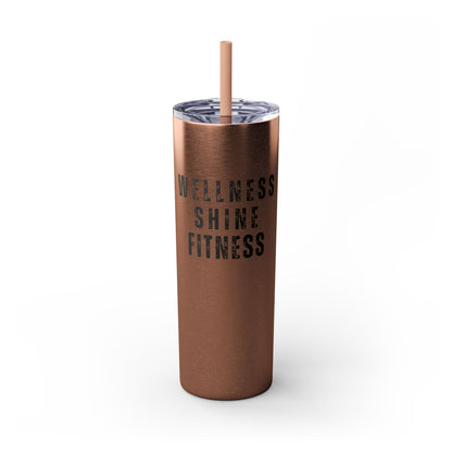 Wellness Shine Fitness Skinny Tumbler with Straw, 20oz