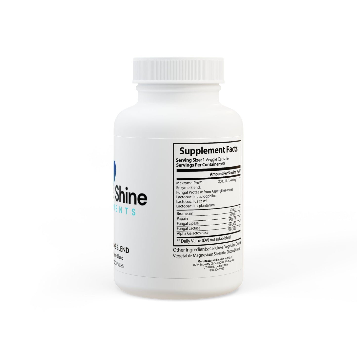 Wellness Shine Digestive Enzyme Blend Supplement (60 Capsules)