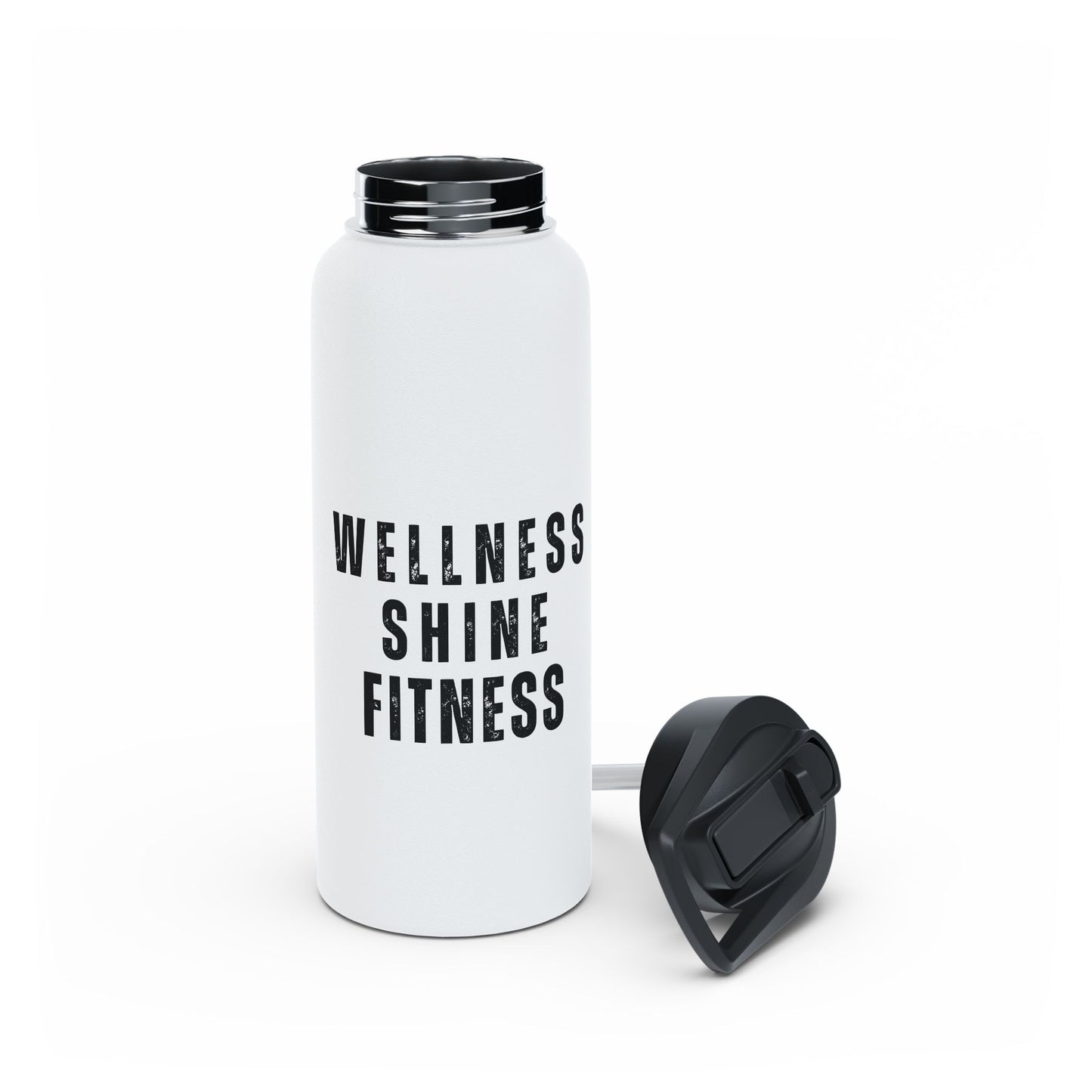 Wellness Shine Fitness Stainless Steel Water Bottle, Standard Lid, White