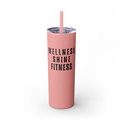 Wellness Shine Fitness Skinny Tumbler with Straw, 20oz