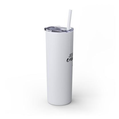 Jesus Is Enough Skinny Tumbler with Straw, 20oz