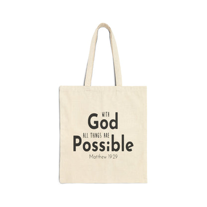 Christian Accessory With God All Things Are Possible Canvas Tote Bag