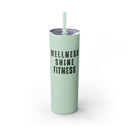 Wellness Shine Fitness Skinny Tumbler with Straw, 20oz