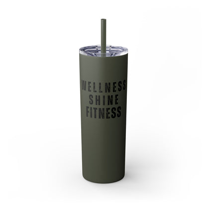 Wellness Shine Fitness Skinny Tumbler with Straw, 20oz