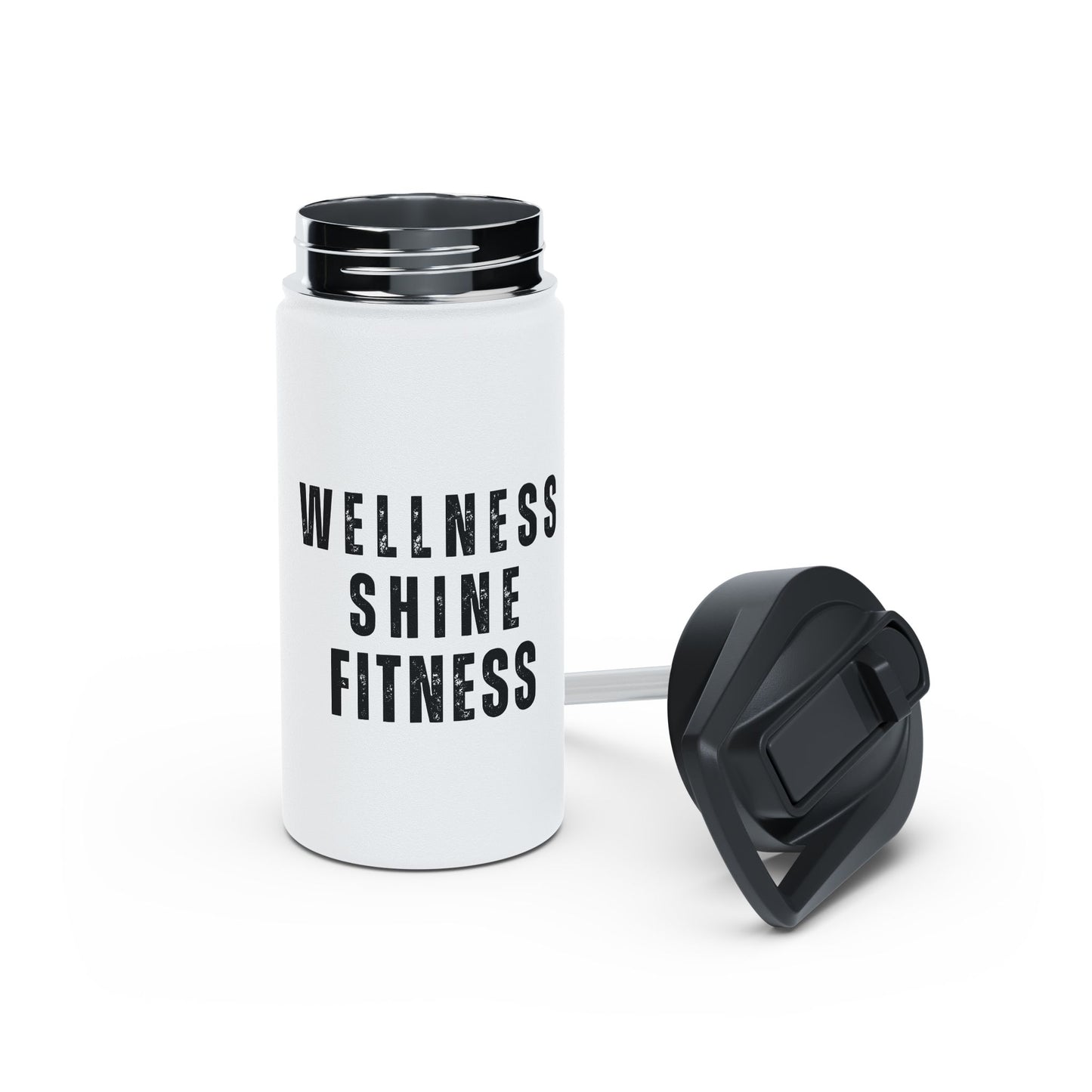 Wellness Shine Fitness Stainless Steel Water Bottle, Standard Lid, White