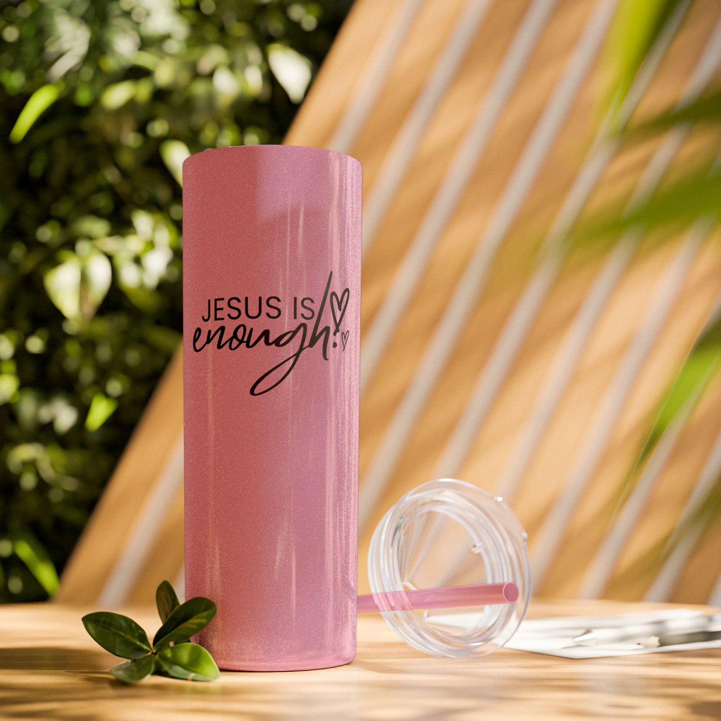 Jesus Is Enough Skinny Tumbler with Straw, 20oz