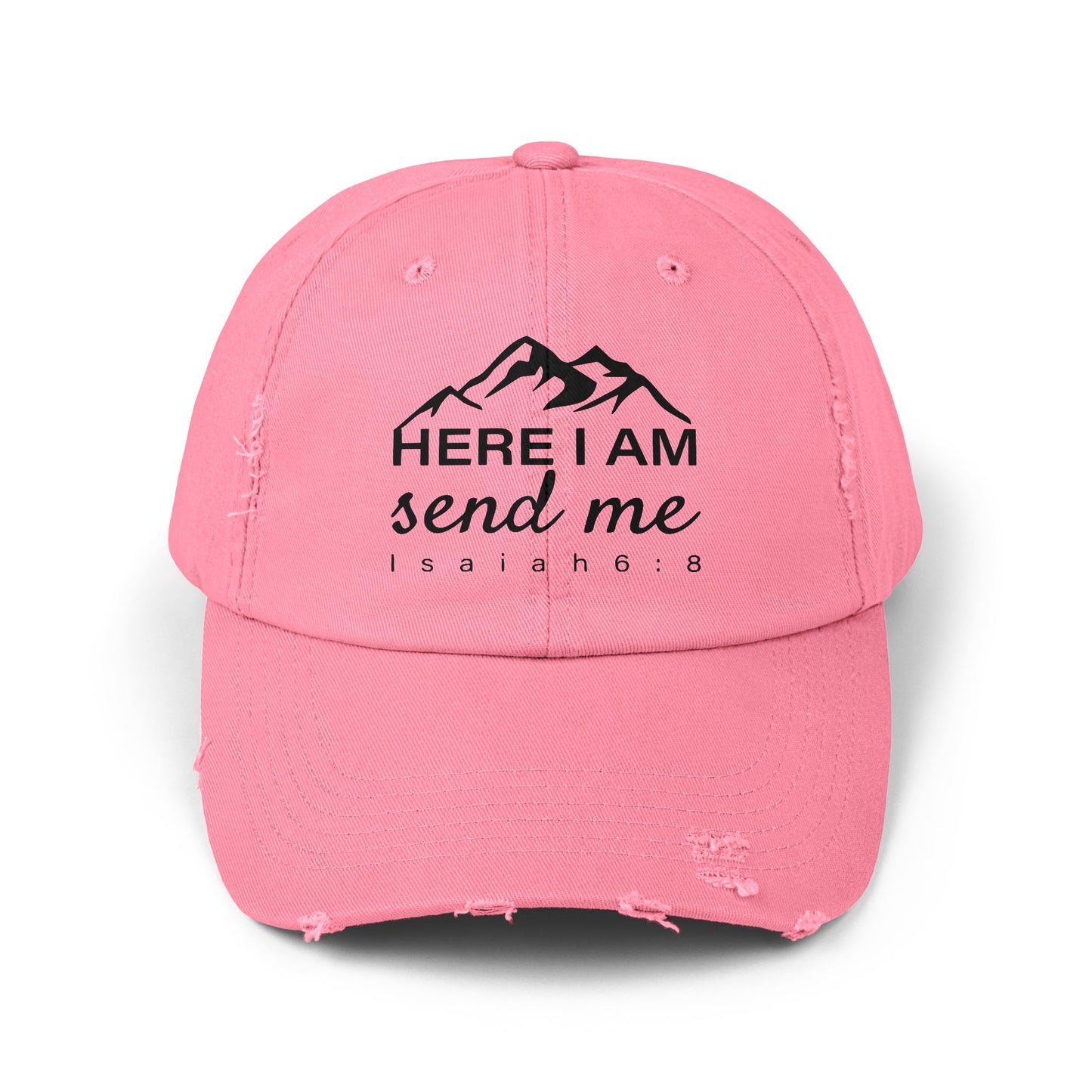 Here I Am Unisex Distressed Cap Christian Accessory