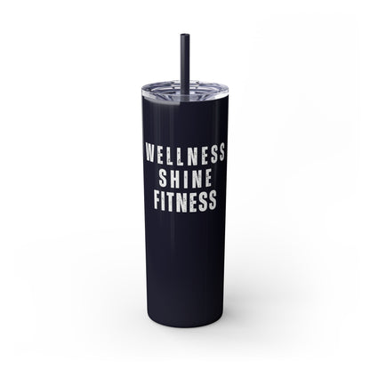 Wellness Shine Fitness Skinny Tumbler with Straw, 20oz