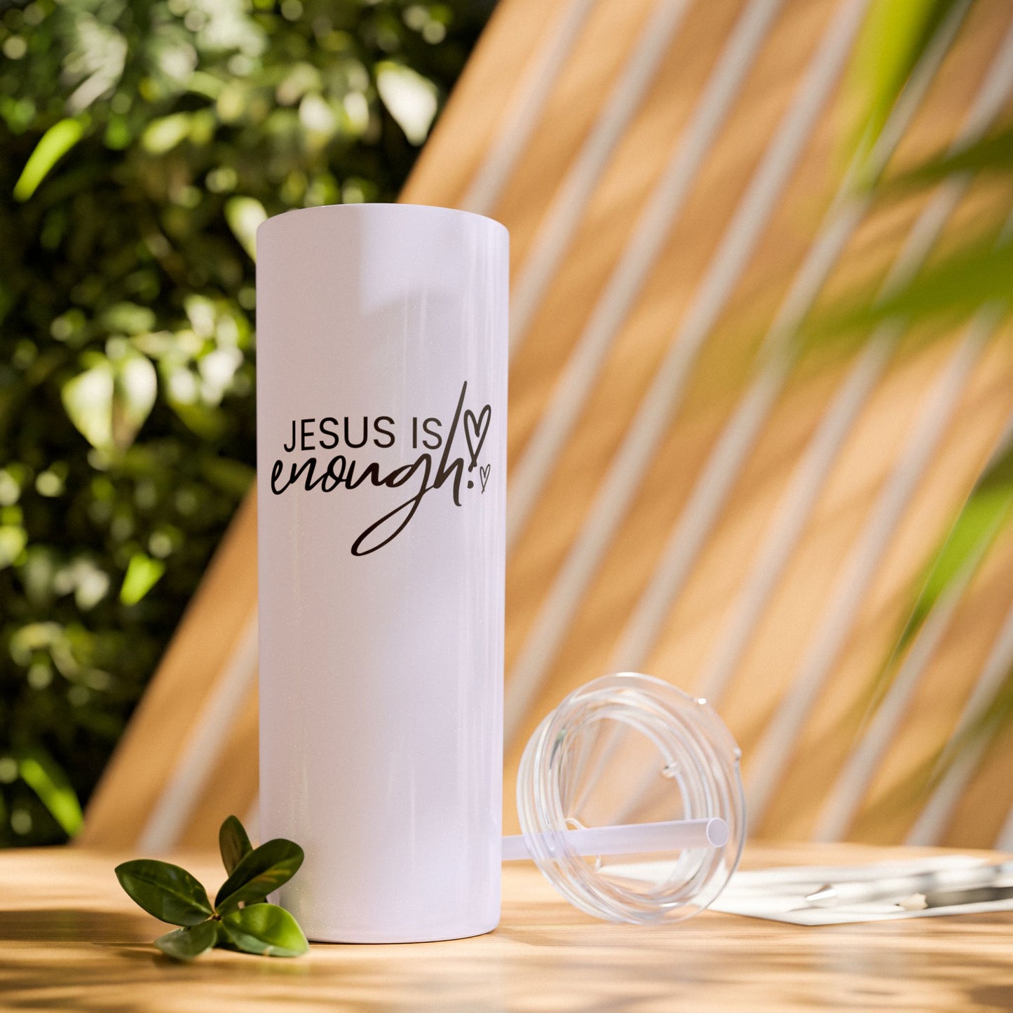 Jesus Is Enough Skinny Tumbler with Straw, 20oz