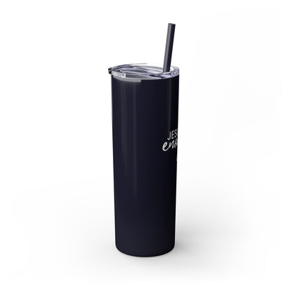 Jesus Is Enough Skinny Tumbler with Straw, 20oz