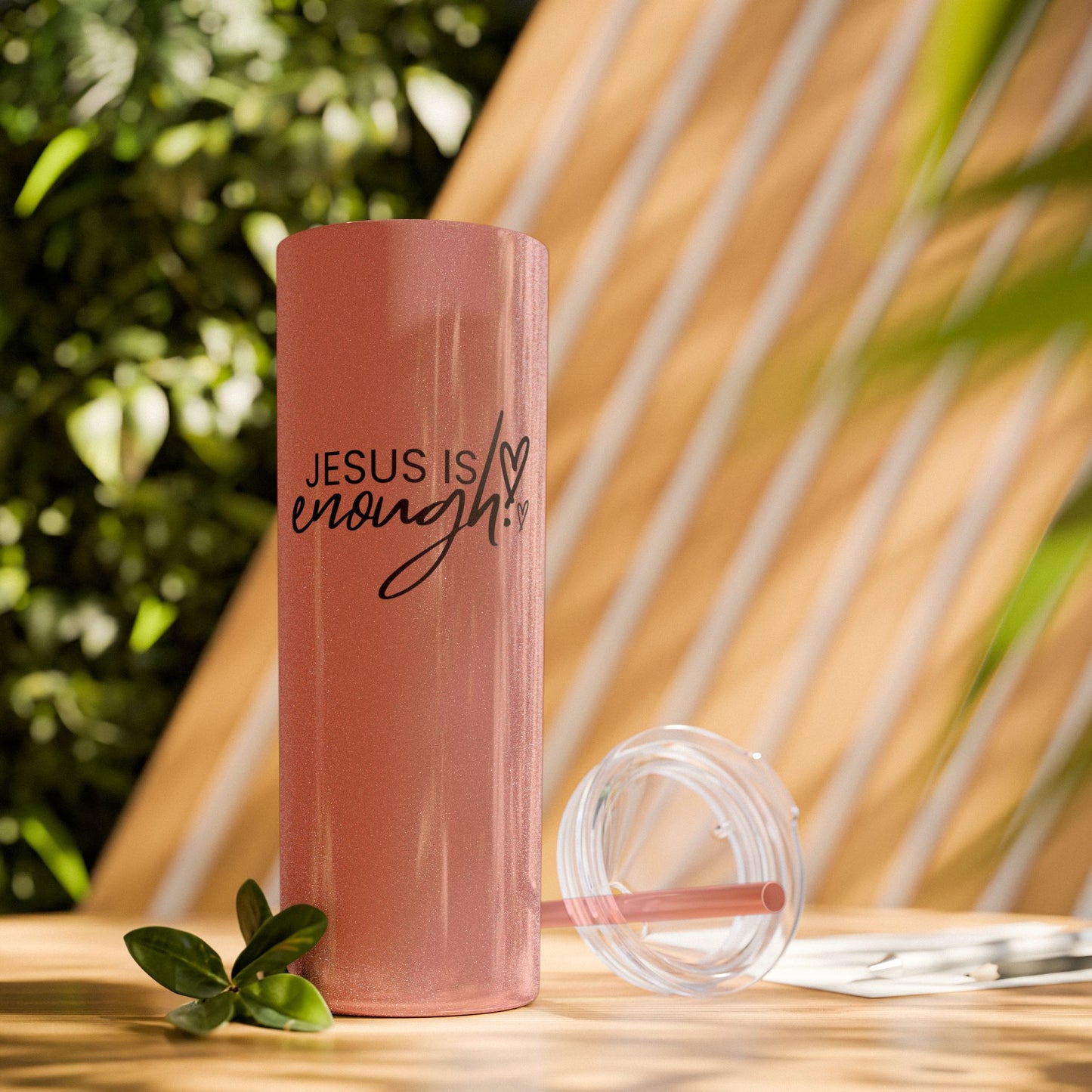 Jesus Is Enough Skinny Tumbler with Straw, 20oz