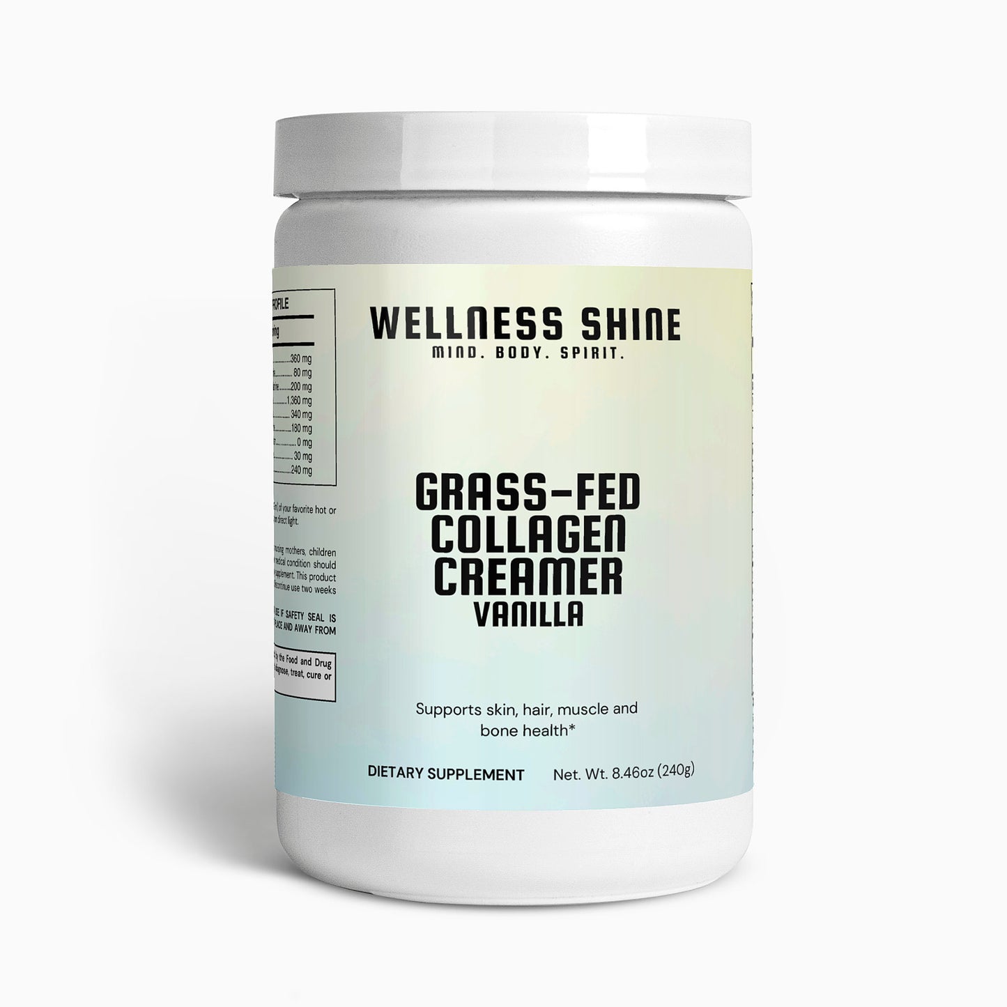 Grass-Fed Collagen Creamer (Vanilla) – Healthy Skin Supplement by Wellness Shine