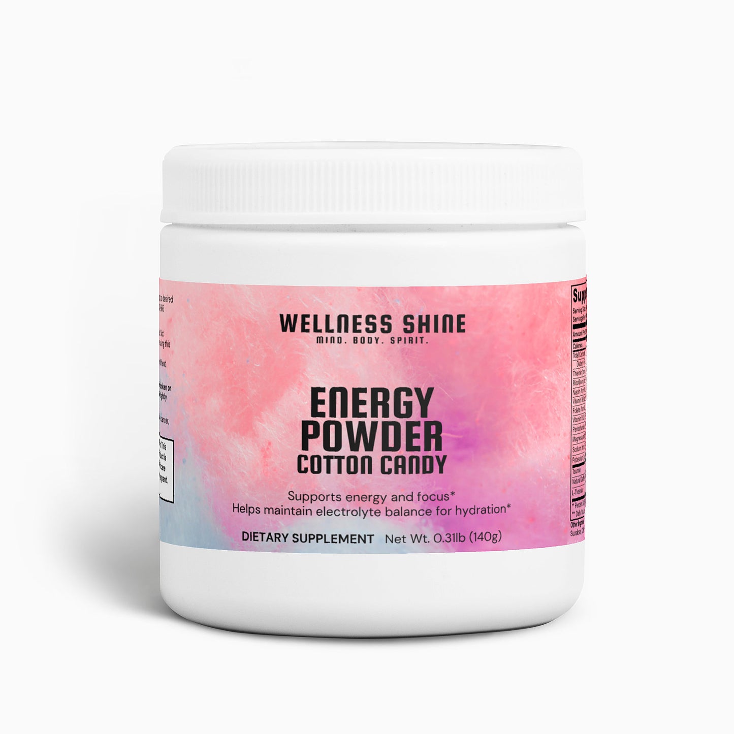 Energy Powder (Cotton Candy) – Energy and Focus Supplement by Wellness Shine
