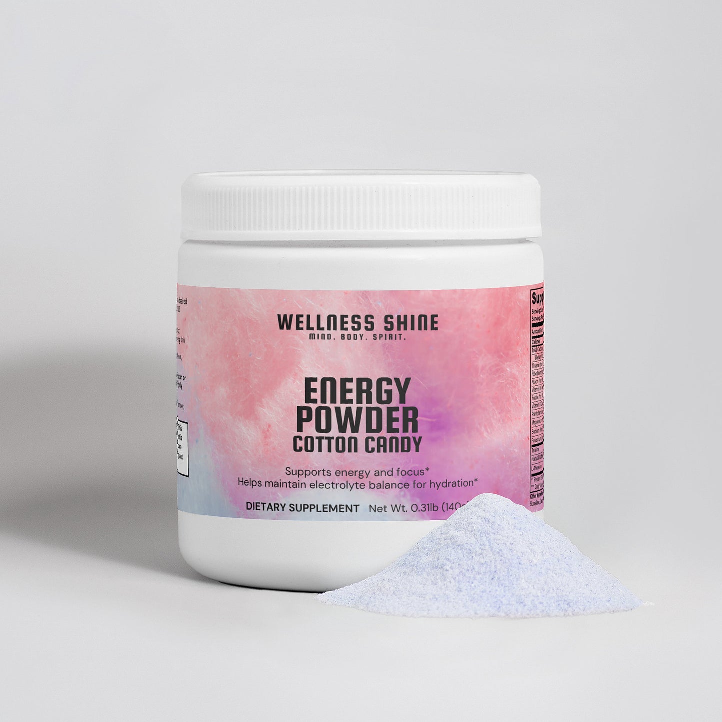 Energy Powder (Cotton Candy) – Energy and Focus Supplement by Wellness Shine