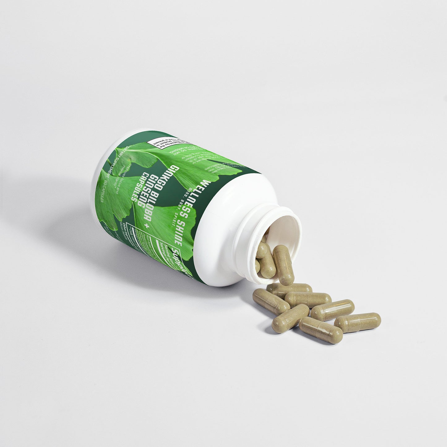 Ginkgo Biloba + Ginseng Supplement – Boost Energy, Focus & Circulation | 60 Capsules by Wellness Shine