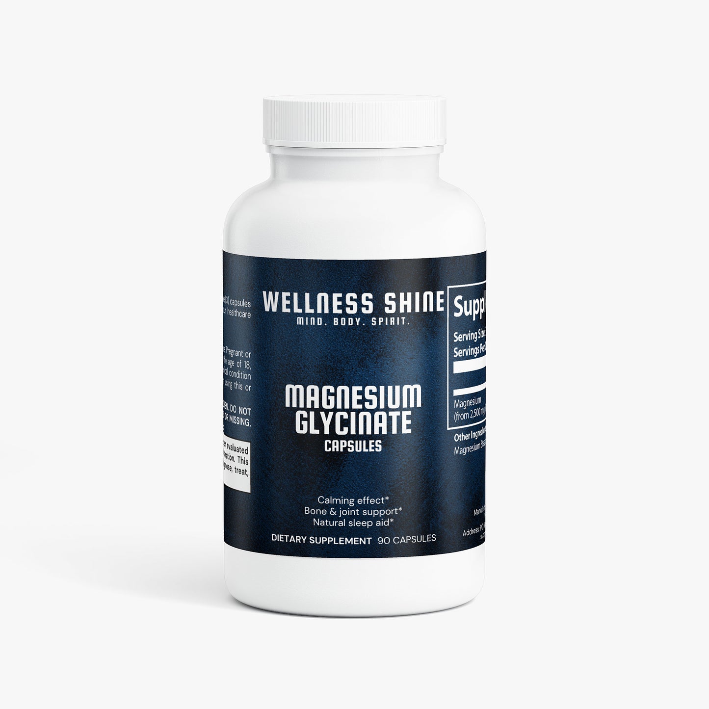 Magnesium Glycinate for Sleep, Calm & Muscle Relaxation by Wellness Shine