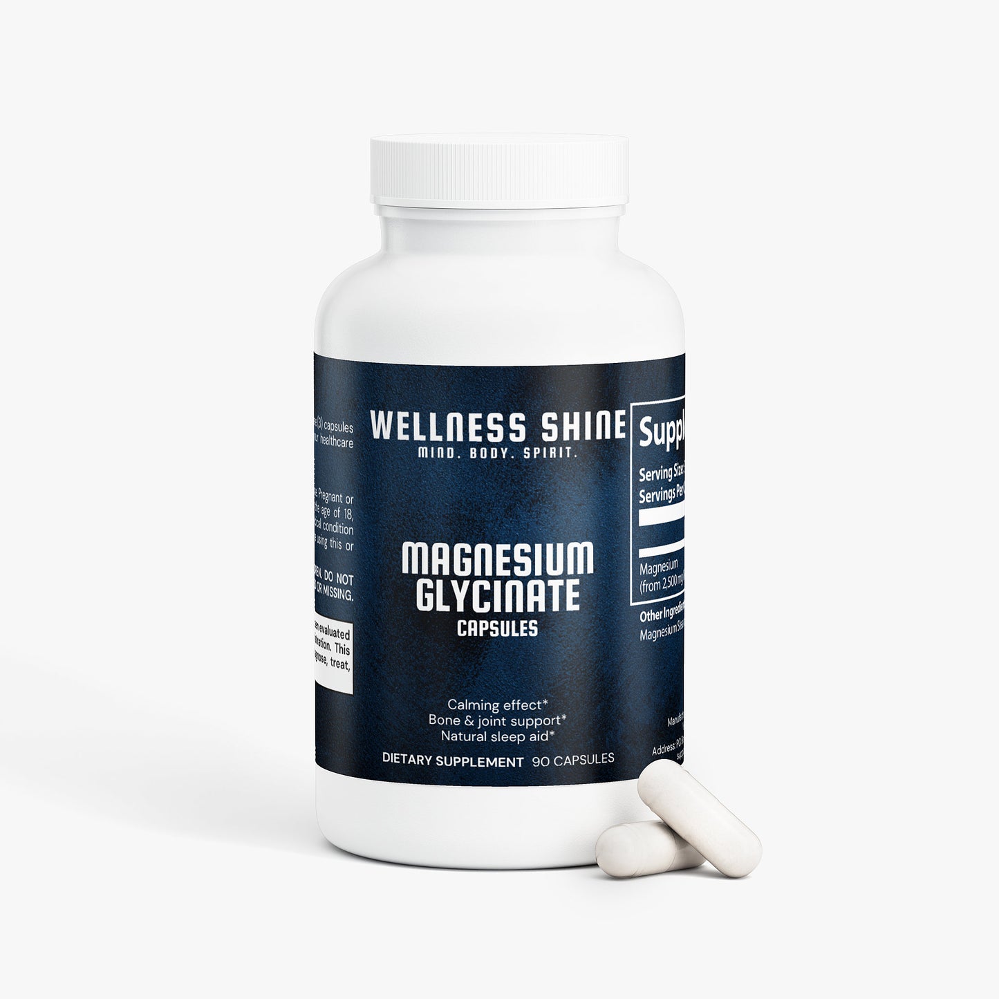Magnesium Glycinate for Sleep, Calm & Muscle Relaxation by Wellness Shine