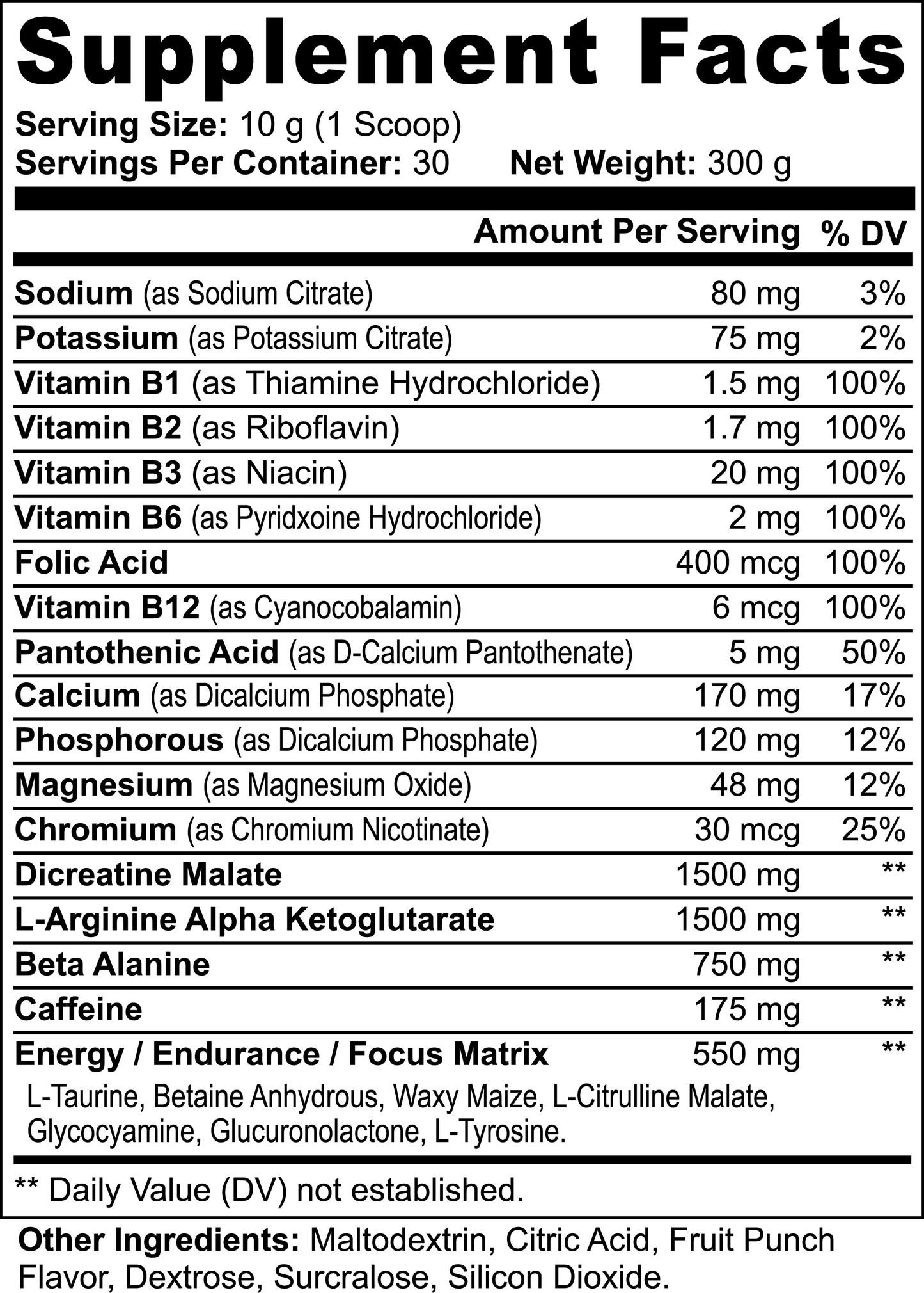 Nitric Shock Pre-Workout Powder – Fruit Punch – 300g (30 Servings) by Wellness Shine