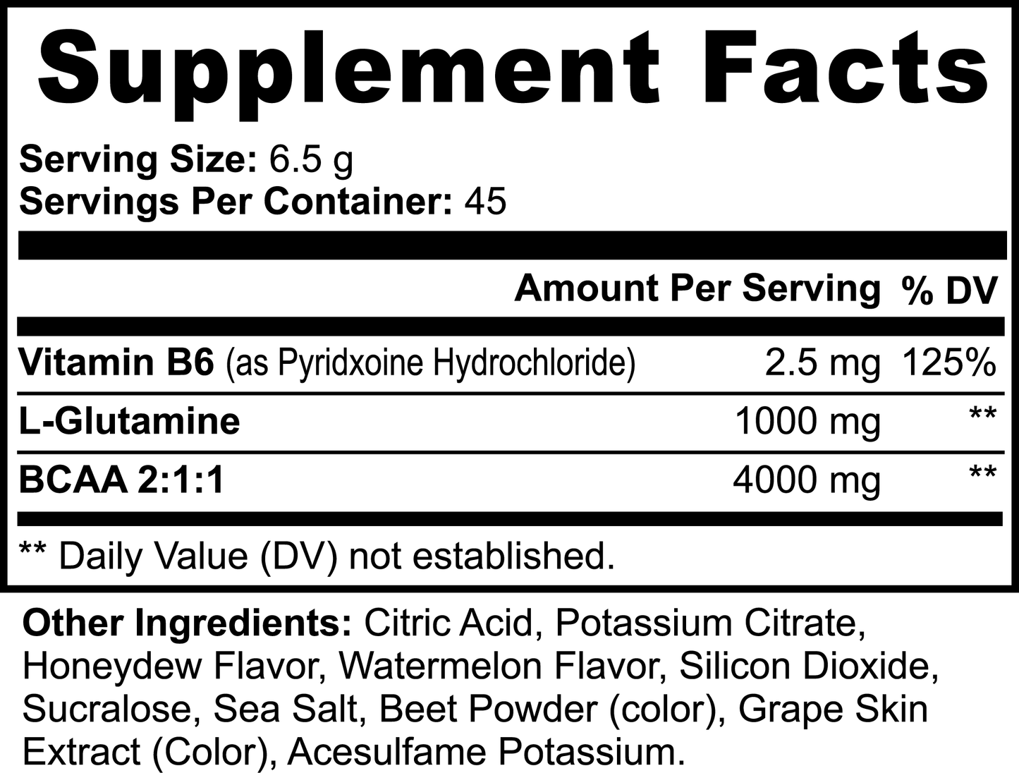 BCAA Post Workout Powder – Honeydew/Watermelon – 292.5g (45 Servings) by Wellness Shine