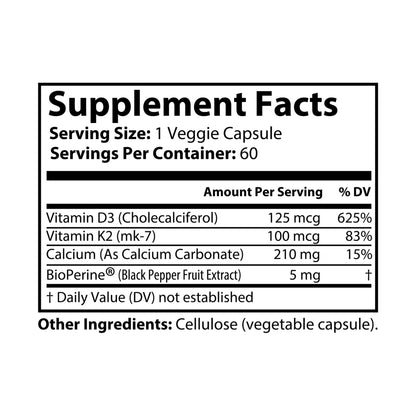 Wellness Shine Vitamin K2 + D3 Supplement (60 Capsules)