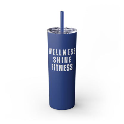 Wellness Shine Fitness Skinny Tumbler with Straw, 20oz