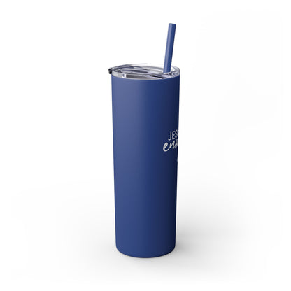 Jesus Is Enough Skinny Tumbler with Straw, 20oz