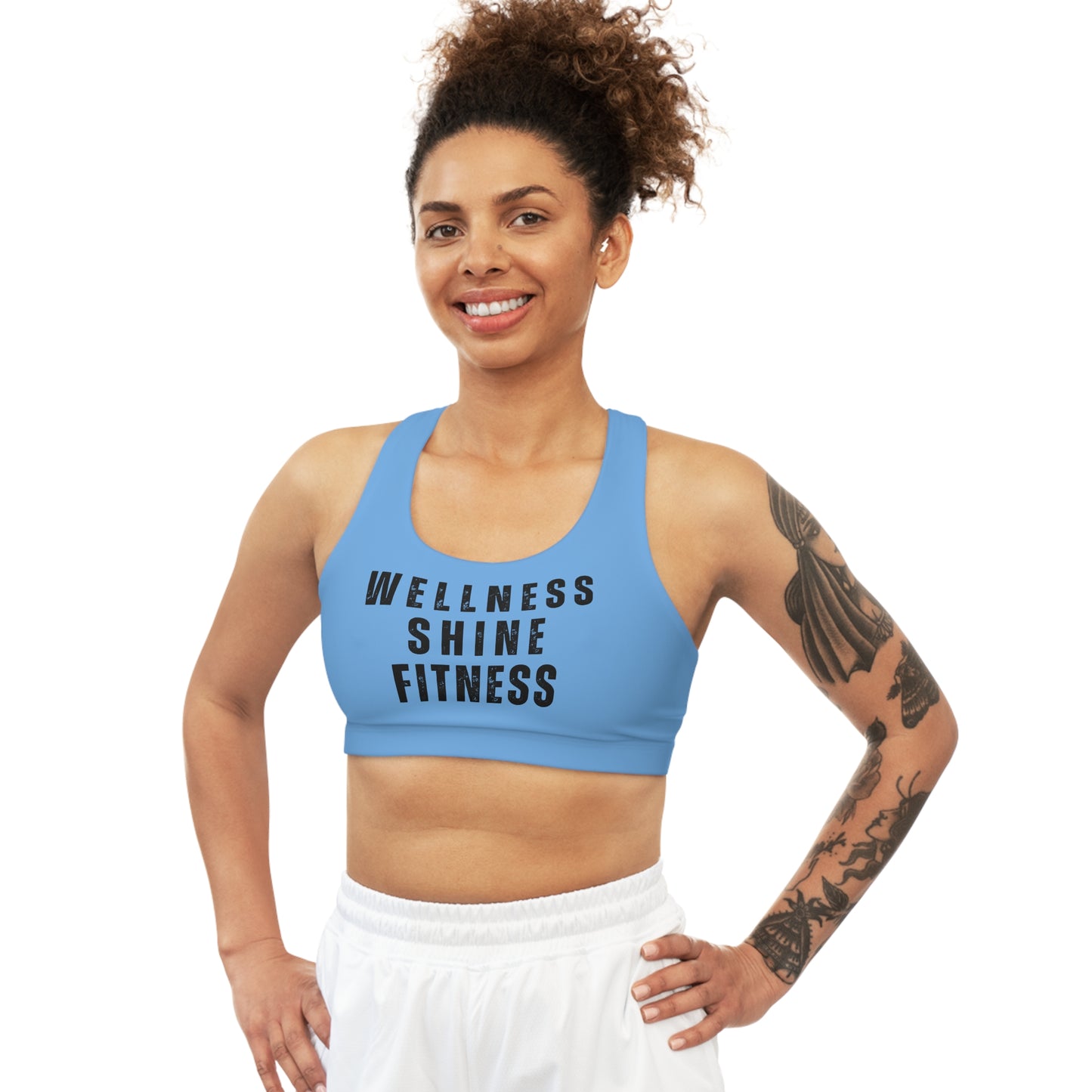 Wellness Shine Fitness Seamless Sports Bra, Light Blue