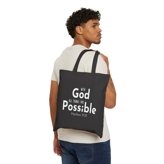 Christian Accessory With God All Things Are Possible Canvas Tote Bag