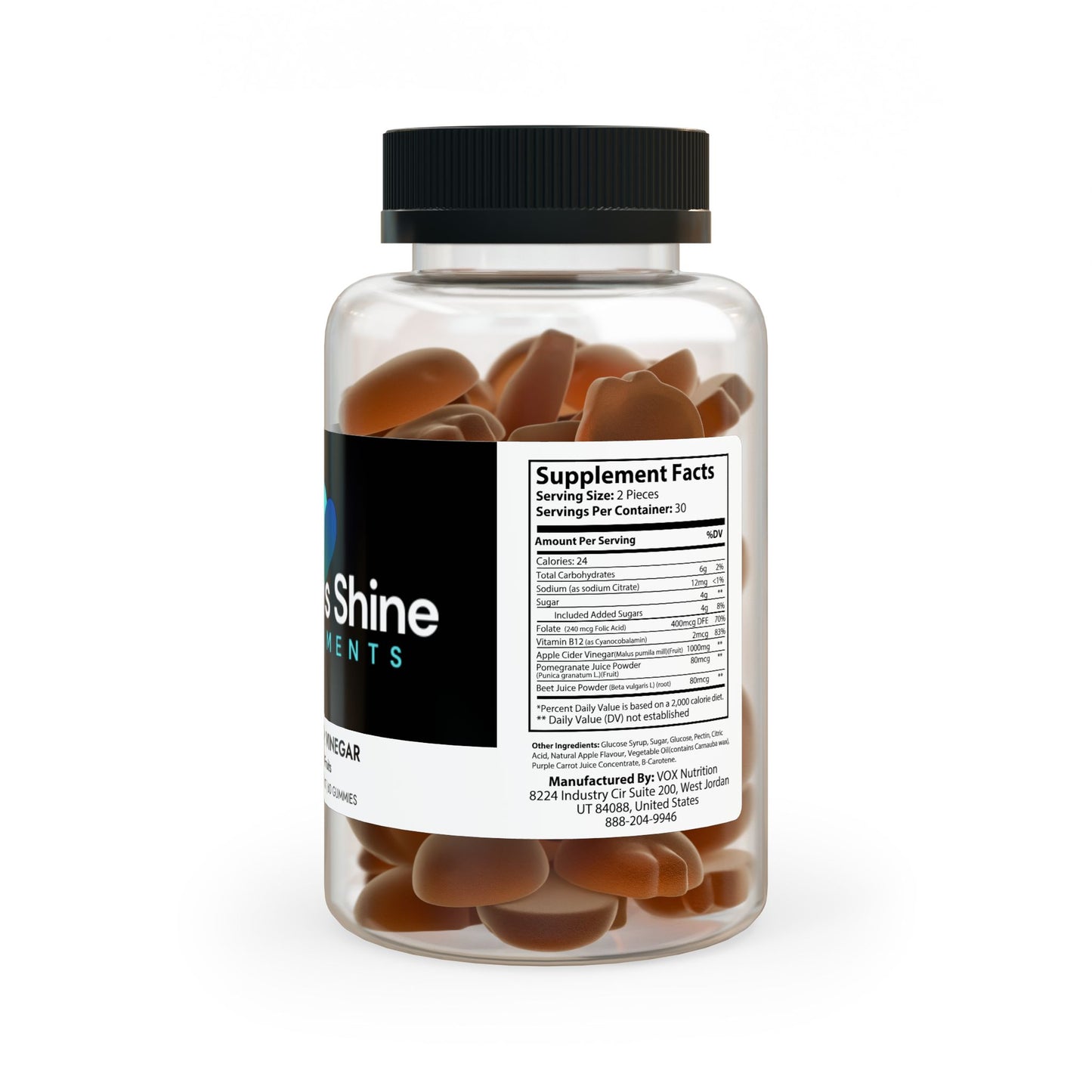 Wellness Shine Apple Cider Vinegar Gummies (60 Gummies)