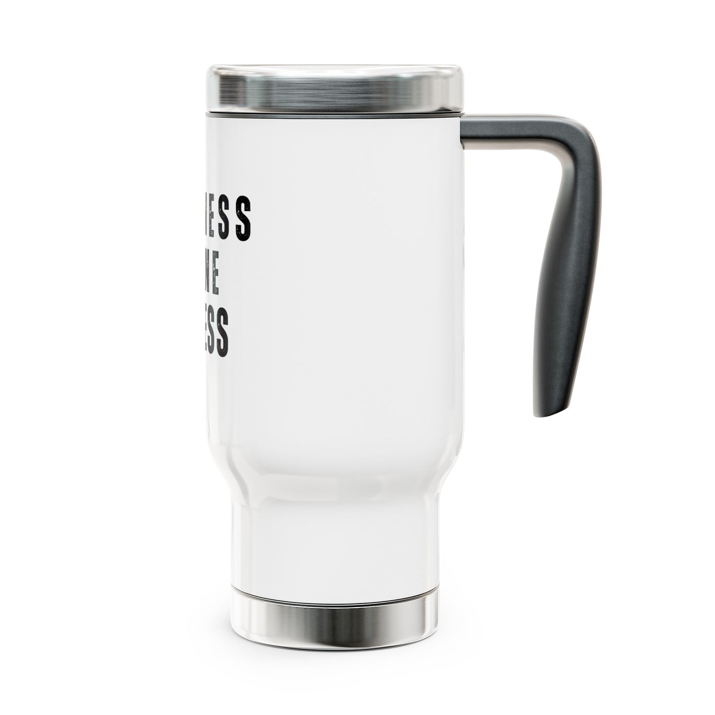 Wellness Shine Fitness Stainless Steel Travel Mug with Handle, 14oz, White