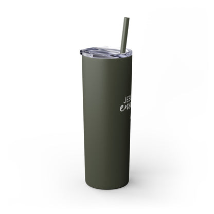 Jesus Is Enough Skinny Tumbler with Straw, 20oz