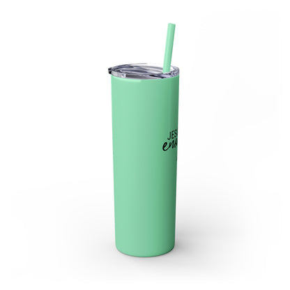 Jesus Is Enough Skinny Tumbler with Straw, 20oz